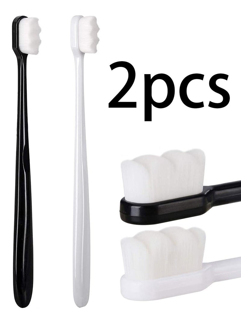 فرشاة أسنان فائقة النعومة (قطعتان)، فرشاة أسنان للبالغين بشعيرات فائقة النعومة، مايكرو نانو 15000 شعيرة، تأثير تنظيف جيد للأسنان الحساسة، انحسار اللثة، لتنظيف عميق، العناية بالفم في المنزل. - Image 1